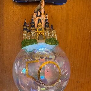 Disney Ornament 50th Anniversary Walt Disney World Cinderella Castle Glass Ball